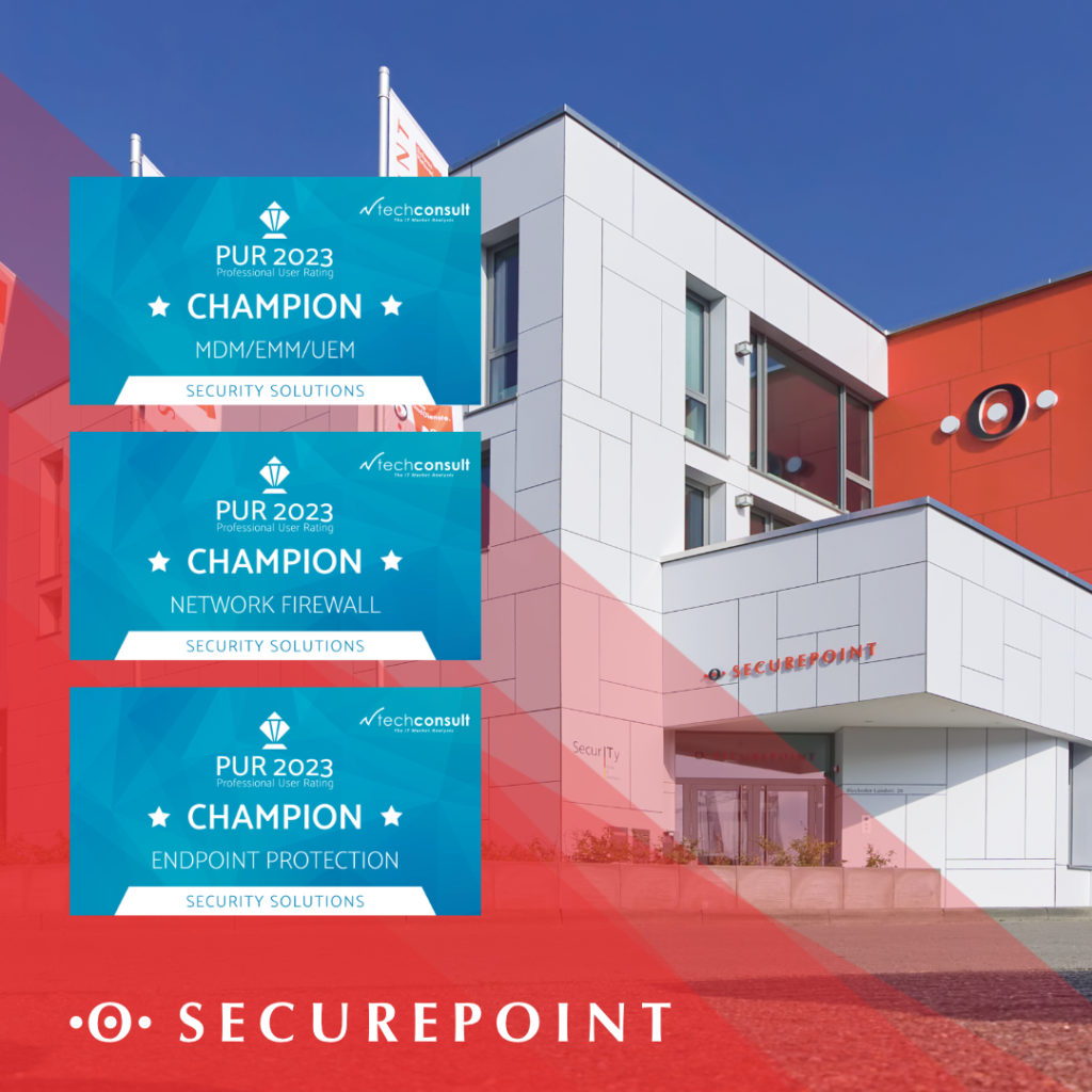 Securepoint PUR Awards 2023 mit Securepoint Gebäude